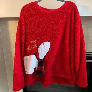 Red Sherpa Pull over